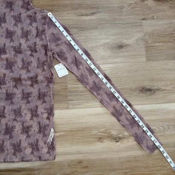 Free People Two-Tone Lady Lux Sheer Mesh Top Fawn M - Picture 5 of 9